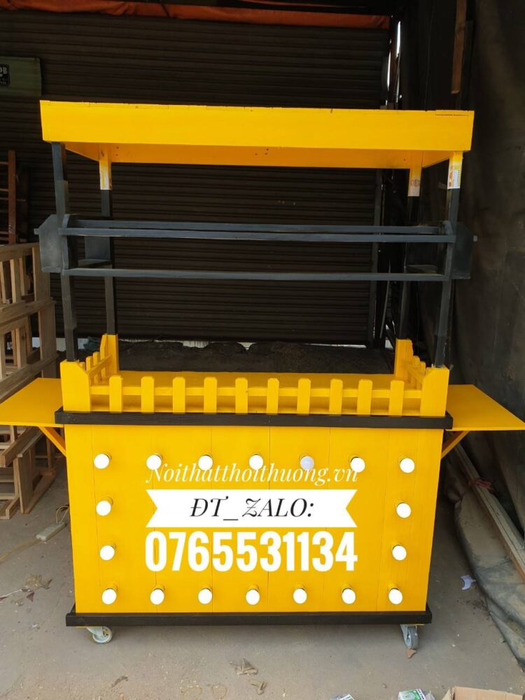 xe bán trà sữa gỗ