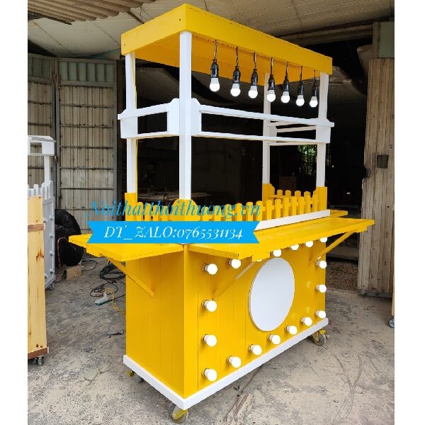 Mẫu xe bán trà sữa đẹp gỗ tự nhiên Long An, Tây Ninh, Đồng Tháp