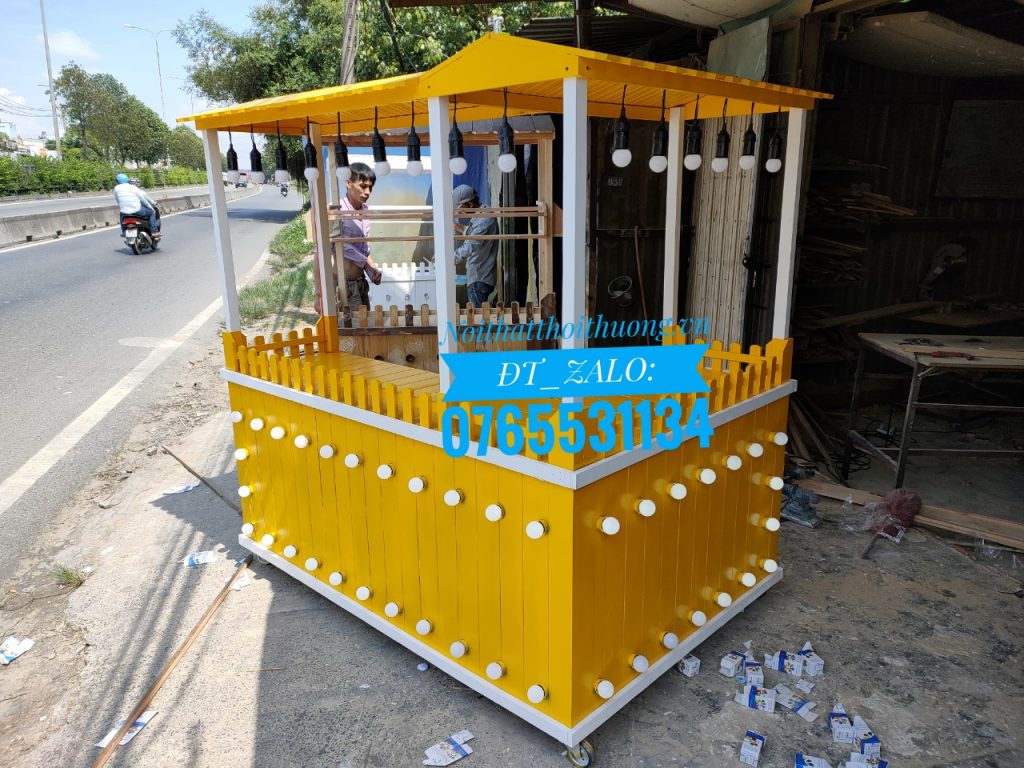 Quầy bar quán trà sữa đẹp bằng gỗ Biên Hoà, Đồng Nai