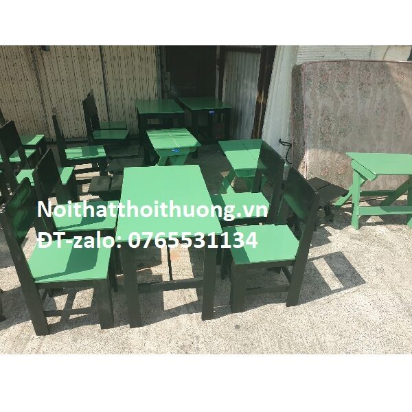 Bàn ghế gỗ trà sữa dựa lưng đẹp HCM
