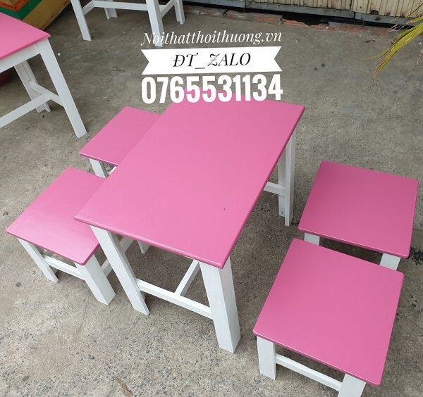 Bàn ghế gỗ cho quán trà sữa nhỏ Biên Hoà, Đồng Nai