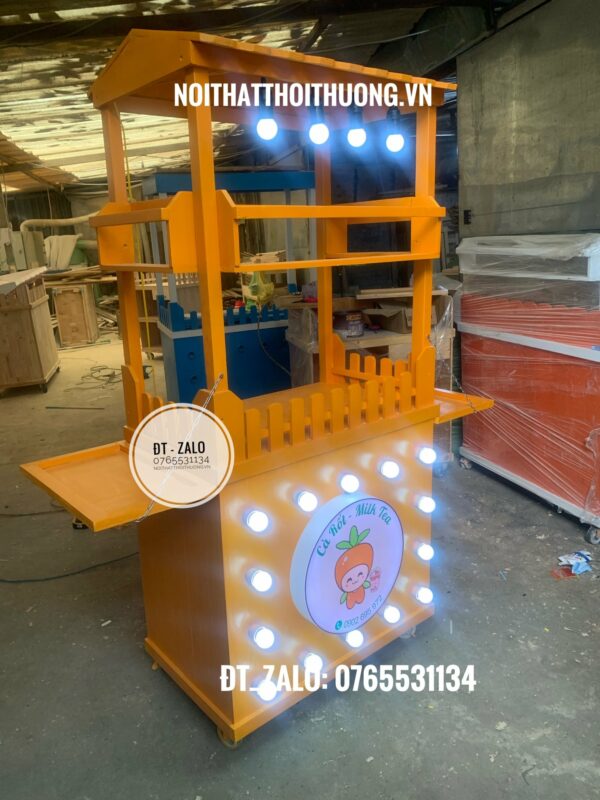 xe gỗ bán trà sữa