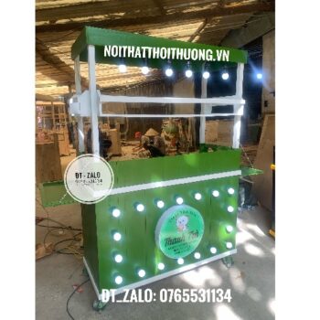 những mẫu tủ bán trà sữa , trà chanh, sinh tố, nước ép đẹp màu xanh lá