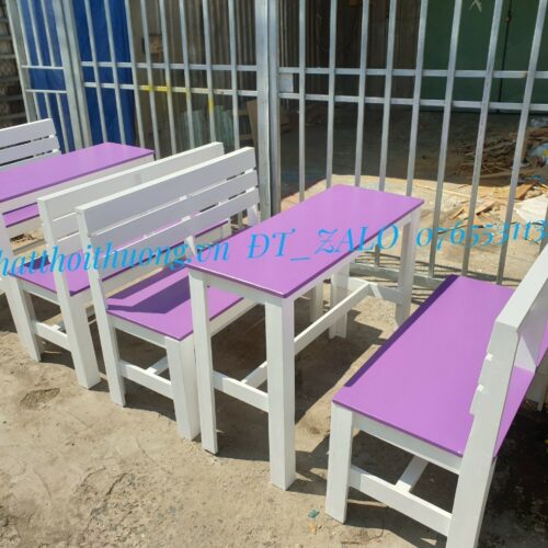 Bàn ghế băng dài gỗ trà sữa cà phê đẹp Biên hoà, HCM