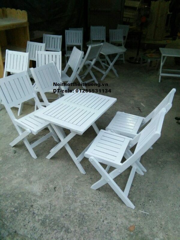 Bàn ghế xếp gỗ trà sữa đẹp