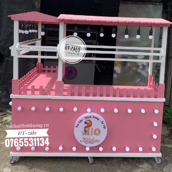 Thiết kế quầy trà sữa đẹp bằng gỗ