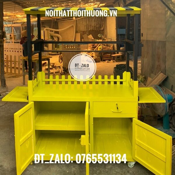 Thiết kế tủ bán trà sữa bằng gỗ