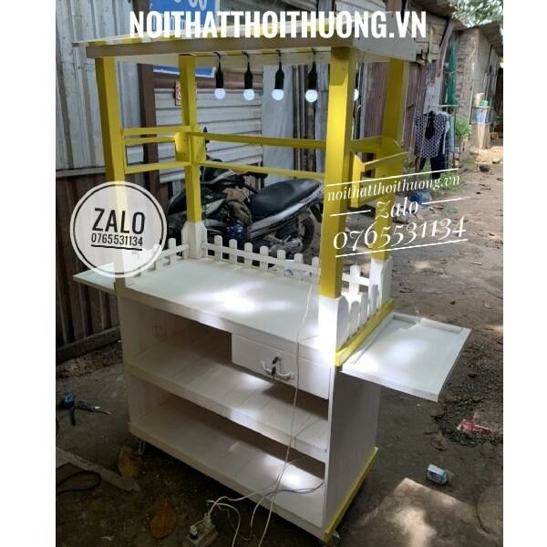 xe bán đồ ăn vặt bằng gỗ đẹp