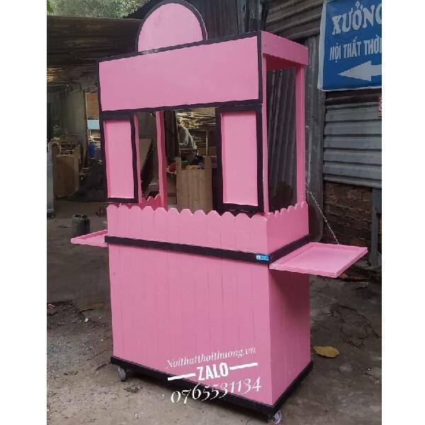 Các mẫu tủ bán trà sữa màu hồng