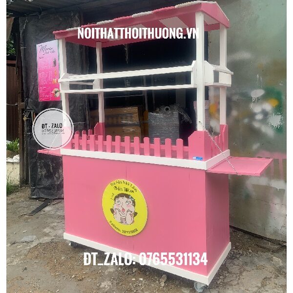 Xe trà sữa nhà làm bằng gỗ tại HCM, Đồng Nai