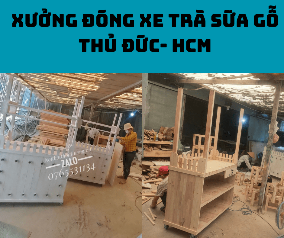 Xưởng đóng xe trà sữa gỗ ở Thủ Đức, HCM