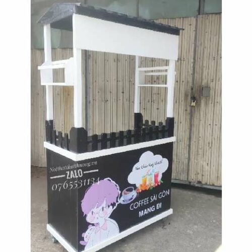 xe cafe gỗ màu đen có decal đẹp giá rẻ hcm bình dương, đồng nai