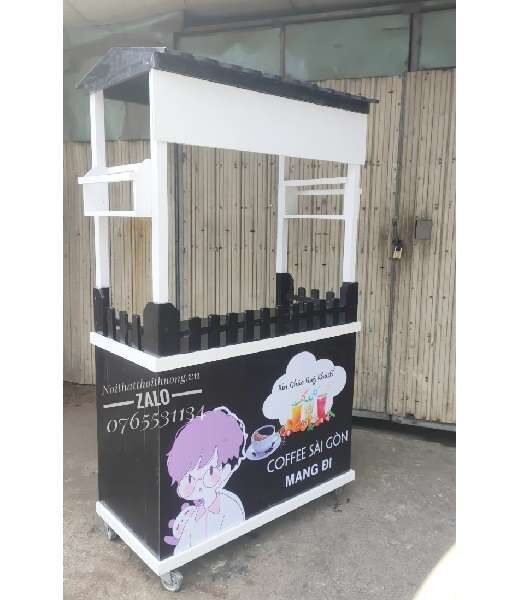 xe cafe gỗ màu đen có decal đẹp giá rẻ hcm bình dương, đồng nai