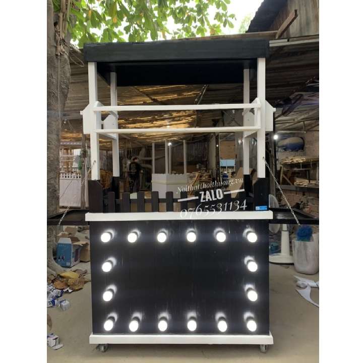 Xe cafe gỗ màu đen có đèn đẹp dĩ An Bình Dương