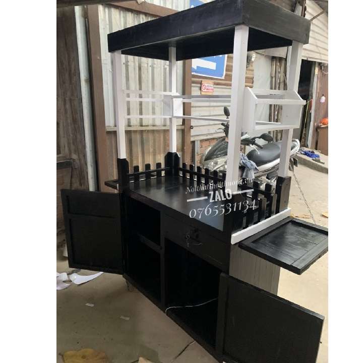 Xe cafe gỗ màu đen có đèn đẹp