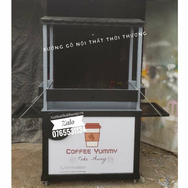 Tủ cà phê mang đi bằng gỗ 1m có decal decor đẹp HCM, Bình DƯơng, Biên Hòa- Đồng Nai