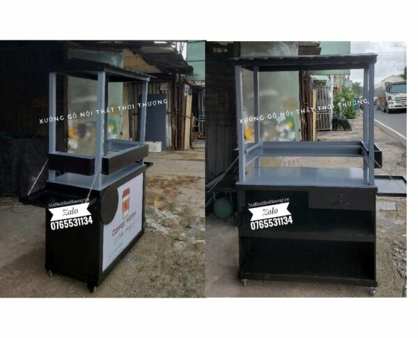 Tủ cà phê mang đi bằng gỗ 1m có decal decor đẹp HCM, Bình DƯơng, Biên Hòa- Đồng Nai