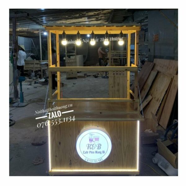 Xe cafe mang đi bằng gỗ đẹp Dĩ An, Bình Dương